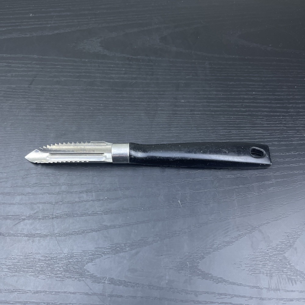 Vintage EKCO Peeler Corer Scaler Stainless Steel Black Handle 7.75" USA